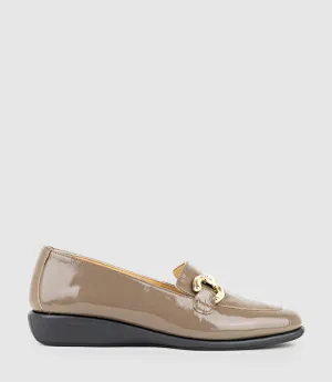 GWEN Comfort Loafer with Trim in Taupe Patent
