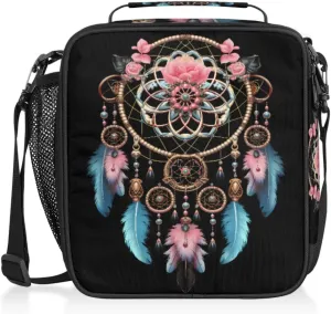 Gypsy Dream Catcher Lunch Bags for Women Men Ethnic Design Insulated Lunch Box Lunchbox Cooler Tote Bag Shoulder Strap Reusable for Beach Travel Picnic