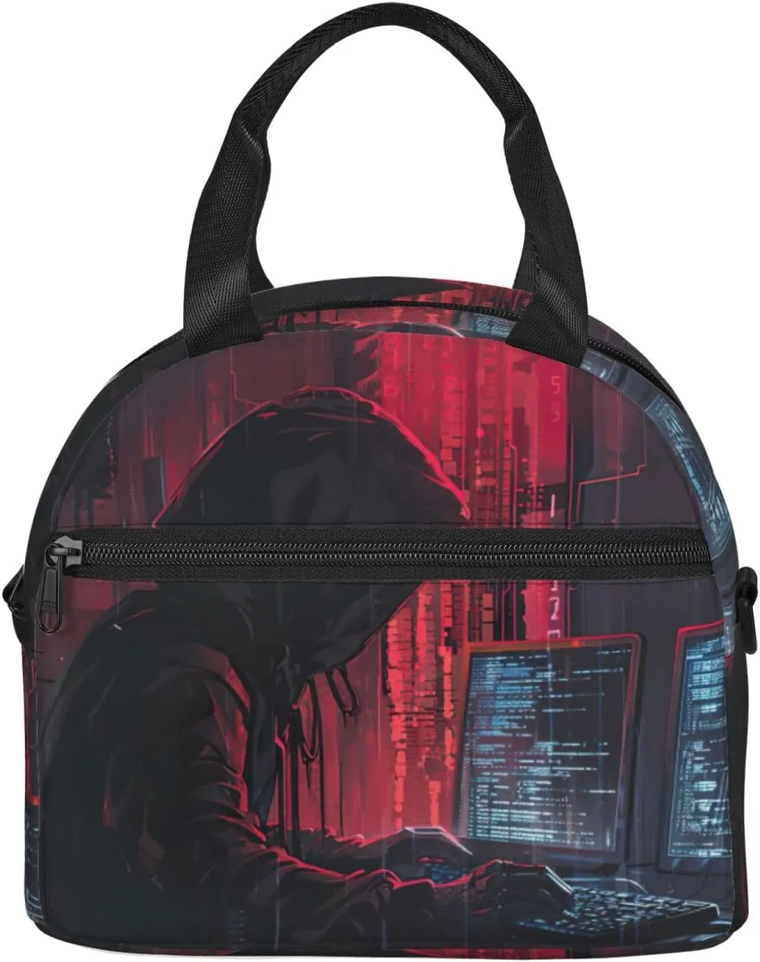 Hacker Attack Insulated Lunch Bag Lunch Box For Women Men Reusable Tote For Office Gym Outings