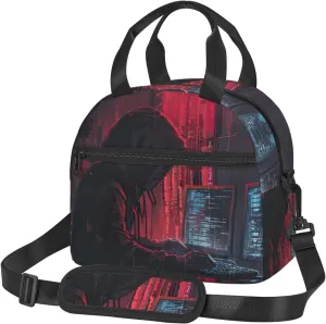 Hacker Attack Insulated Lunch Bag Lunch Box For Women Men Reusable Tote For Office Gym Outings