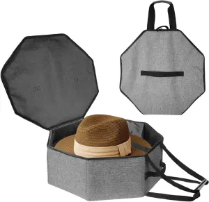Hat Storage Box for Women and Men, Hat Storage bag for Travel Collapsible, Cowboy Hat Case with Handle, Hat Organizer Container Large Cap Bag for Carry (Grey)