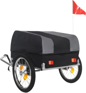 Heavy-Duty Bike Cargo Trailer with Removable Cover – 88 lbs Capacity, 16" All-Terrain Wheels & Foldable Design for Camping, Groceries, Hauling Essentials