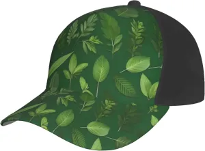 Herb Plant Leaves Print Baseball Cap for Men and Women – Curved Brim, Perfect for Outdoor, Sports, Travel, and Four Seasons Black