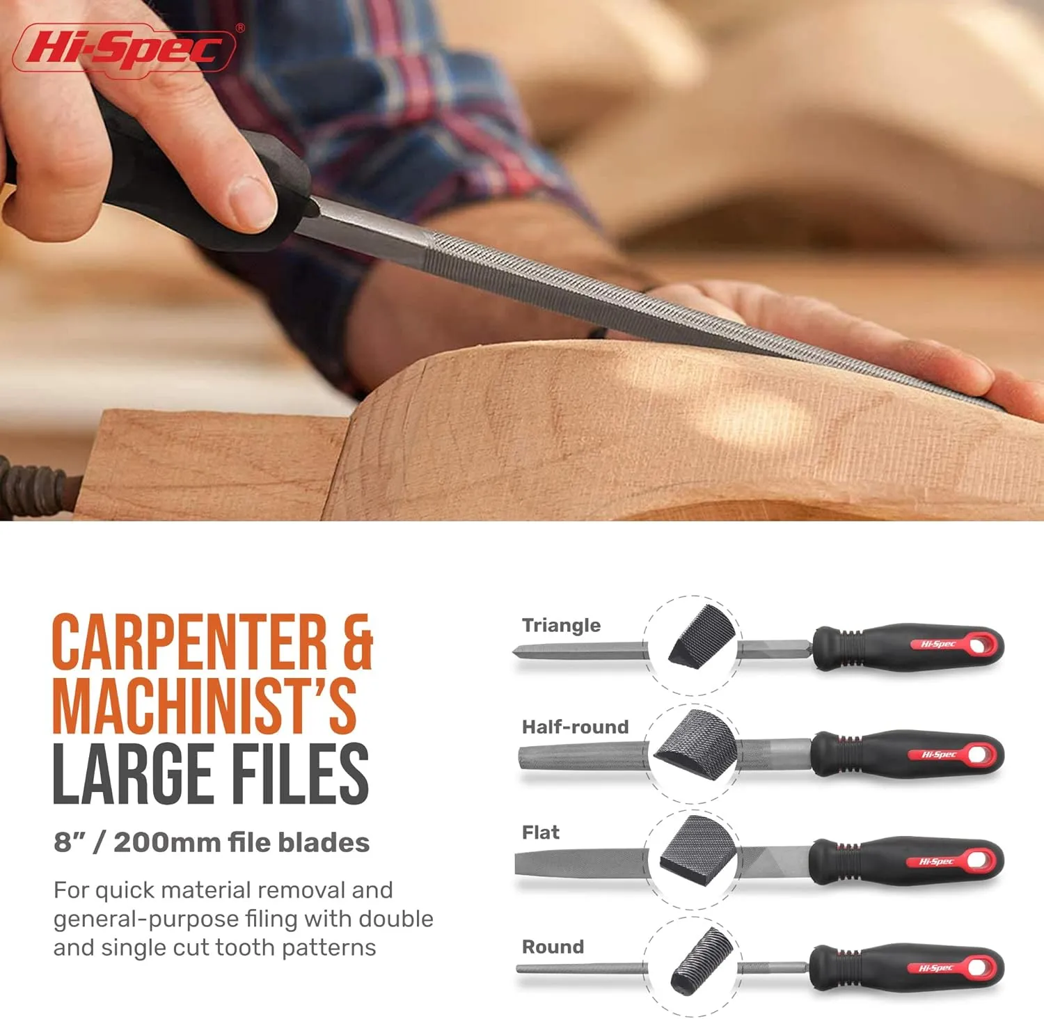 Hi-Spec 17 Piece Metal Hand & Needle File Tool Kit Set. Large & Small Mini T12 Carbon Steel Flat, Half-Round, Round & Triangle Files. Complete in a Zipper Case with a Brush