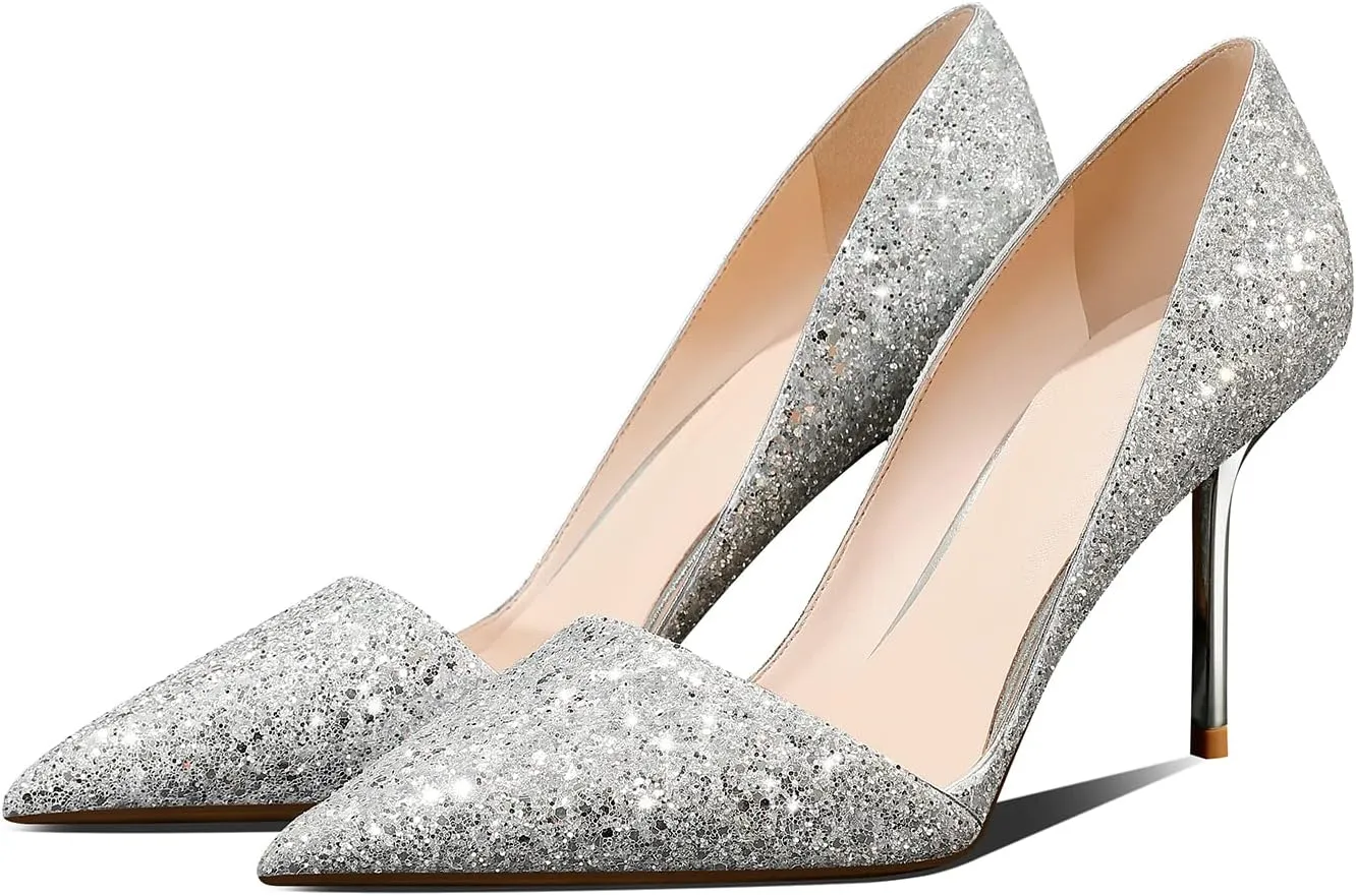 High Heel Pointed-Toe Pumps - Sexy Slip-On Stiletto Heel Shoes for Women, Perfect for Parties and Daily Wear,3.35IN