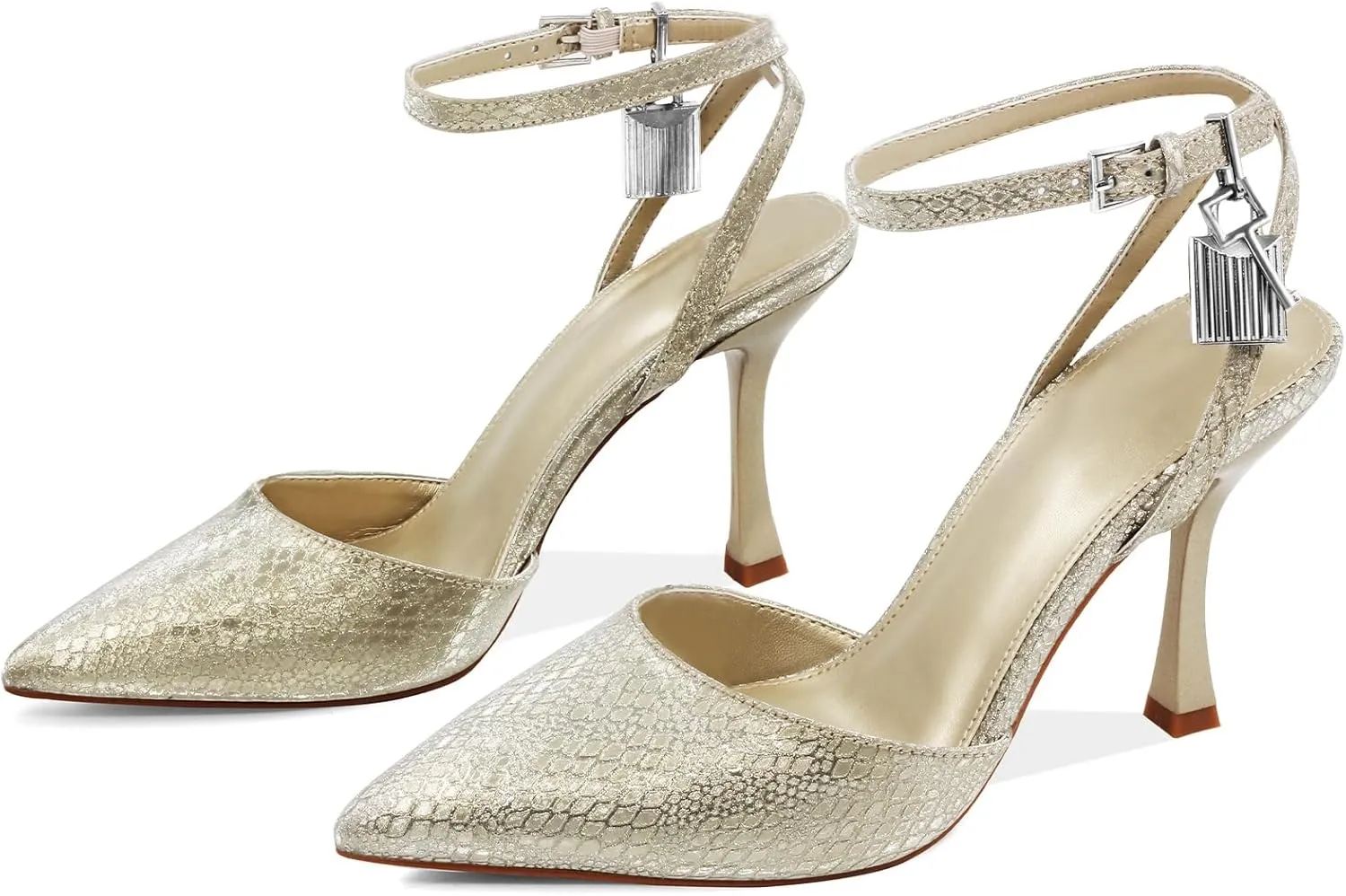 High Heels for Women Closed Pointed Toe Slingback Pumps Ankle Strap Sexy Stiletto Heel Party Wedding Dress Shoes