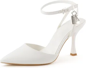 High Heels for Women Closed Pointed Toe Slingback Pumps Ankle Strap Sexy Stiletto Heel Party Wedding Dress Shoes