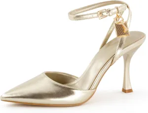 High Heels for Women Closed Pointed Toe Slingback Pumps Ankle Strap Sexy Stiletto Heel Party Wedding Dress Shoes