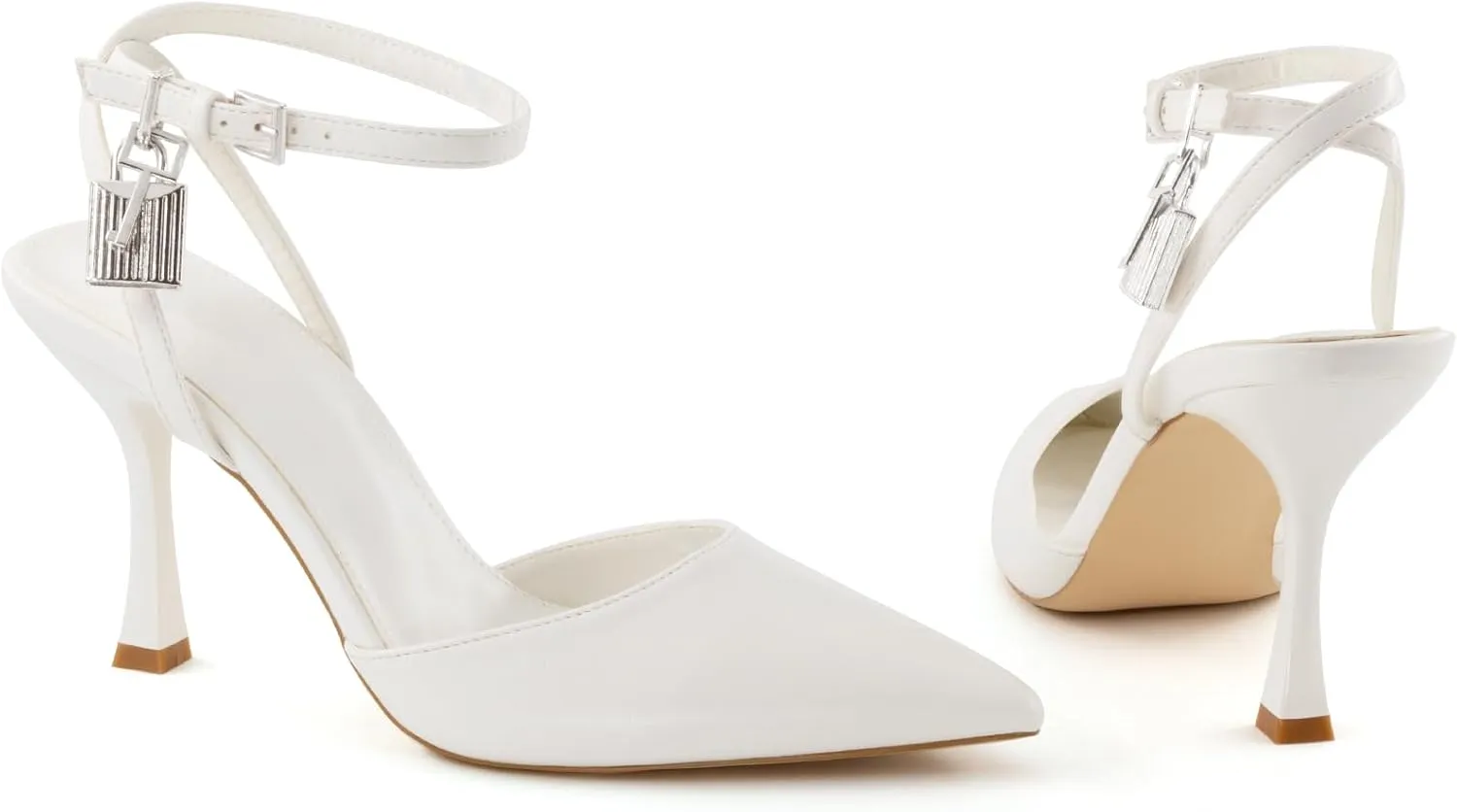 High Heels for Women Closed Pointed Toe Slingback Pumps Ankle Strap Sexy Stiletto Heel Party Wedding Dress Shoes