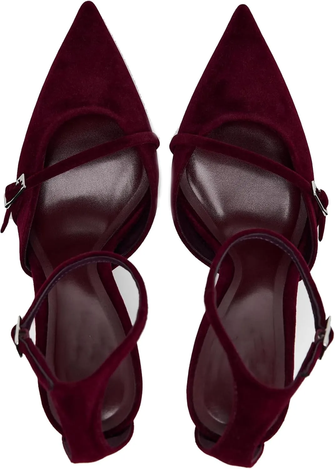 High Heels for Women Closed Pointed Toe Stiletto Buckled Ankle Strap Pumps Wedding Dress Shoes