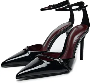 High Heels for Women Closed Pointed Toe Stiletto Buckled Ankle Strap Pumps Wedding Dress Shoes