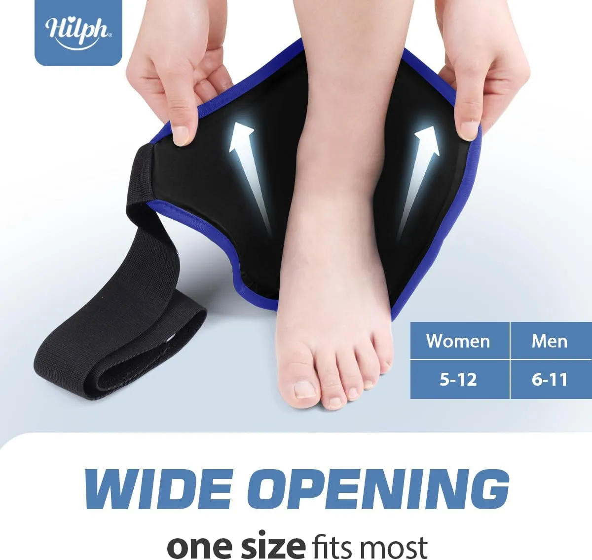 Hilph Ankle Heel Ice Pack Wrap for Swelling & Achilles Tendonitis, Reusable Foot Gel Ice Pack Wrap Hot Cold Compression Therapy for Sprained Ankle & Plantar Fasciitis Pain Relief (Black, 1 Pack)