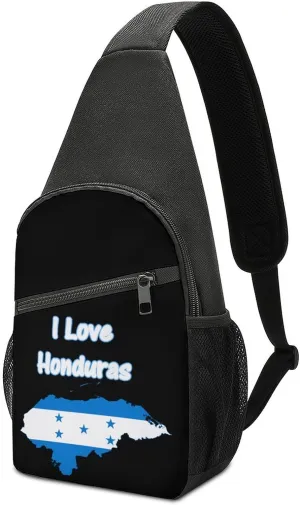 Honduras Flag Map Crossbody Shoulder Bag Sling Backpack Travel Hiking Daypack Casual Chest Pack For Women Man One Size