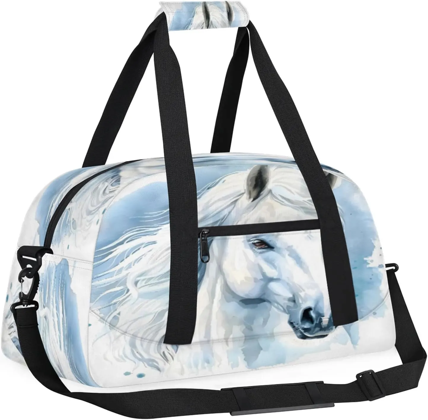 Horse Animal Small Gym Bag 18 inch Carry On Duffel Bag for Weekender Travel Sports Workout Yoga Gymnastics Dance Ballet