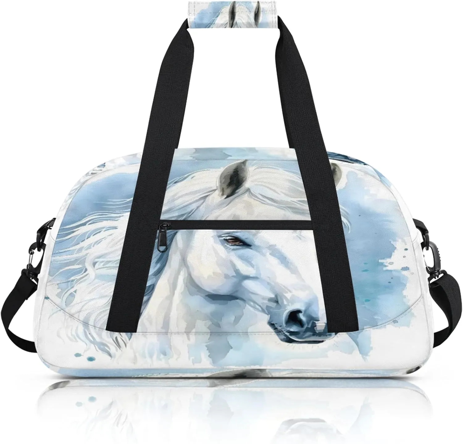 Horse Animal Small Gym Bag 18 inch Carry On Duffel Bag for Weekender Travel Sports Workout Yoga Gymnastics Dance Ballet