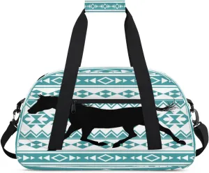 Horse Small Gym Bag for Women Men, Travel Duffle Bag Workout Dance Tote Bag Carry On Overnight Weekender Bag