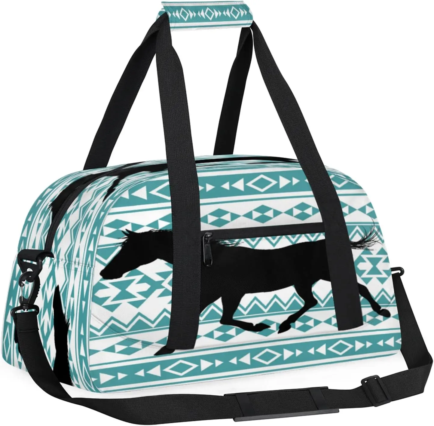 Horse Small Gym Bag for Women Men, Travel Duffle Bag Workout Dance Tote Bag Carry On Overnight Weekender Bag