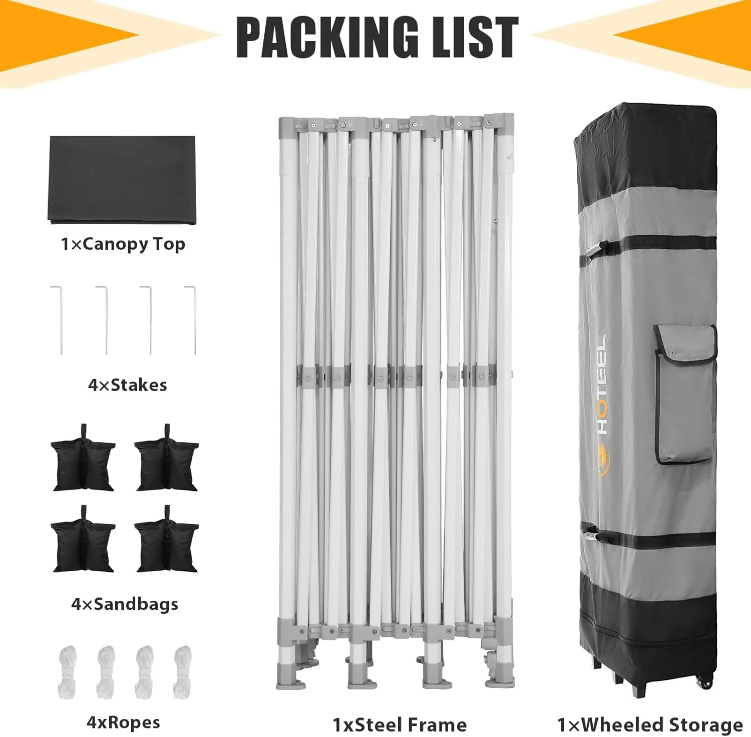 HOTEEL 10x30 Heavy Duty Pop Up Canopy Tent for Parties Event Wedding Commercial Instant Canopy with Wheeled Bag, Party Tent Waterproof UV 50 &Windproof, Upgraded Thick Hexagonal Legs, Black