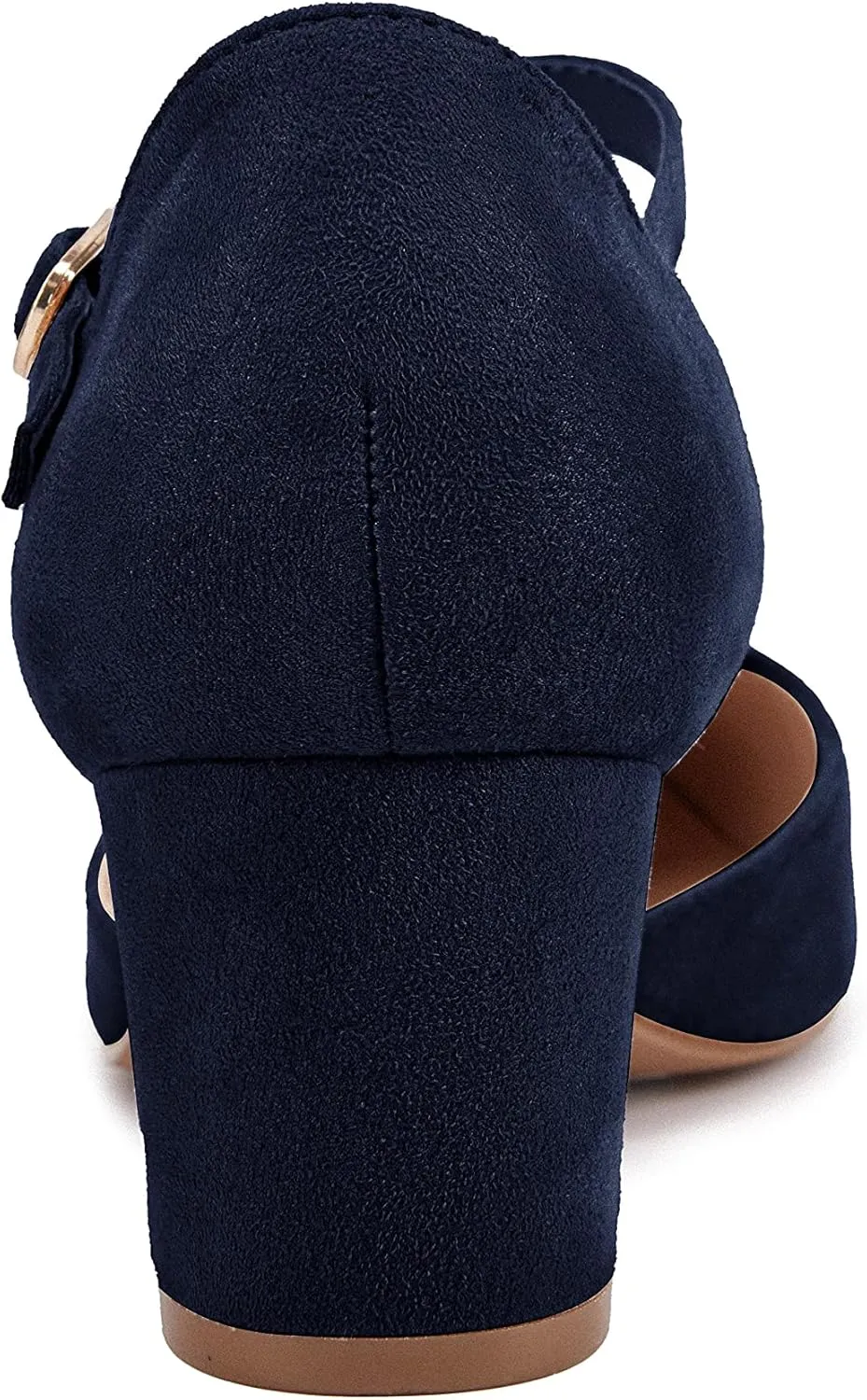 Huiyuzhi Women's T-Strap Pointed Toe Ankle Buckle Chunky Block Heel Pumps