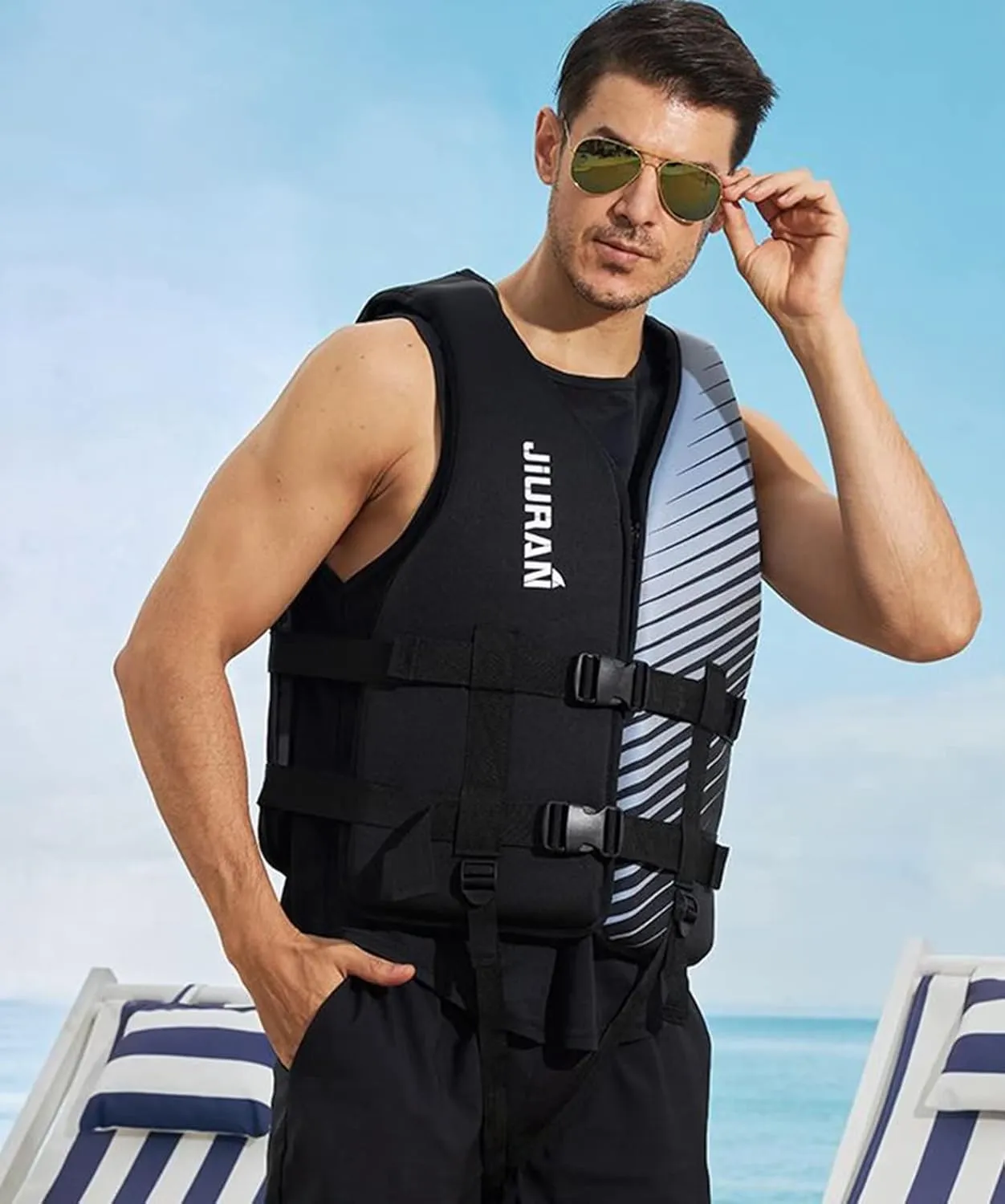 huraty Adult Kayaking Vest with Leg Straps, Quick-Dry Swim Vest Jacket for Boating Fishing Surfing, Neoprene Youth Swim Jacket