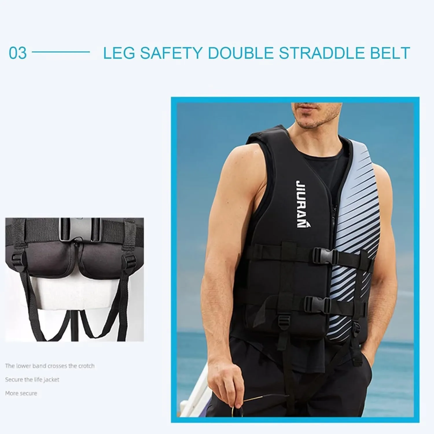 huraty Adult Kayaking Vest with Leg Straps, Quick-Dry Swim Vest Jacket for Boating Fishing Surfing, Neoprene Youth Swim Jacket