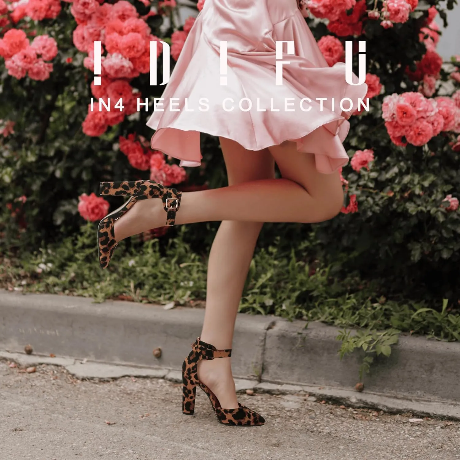 IDIFU Women's IN4 Pedazo High Block Heels Pumps Pointed Closed Toe Ankle Strap Dress Wedding Shoes