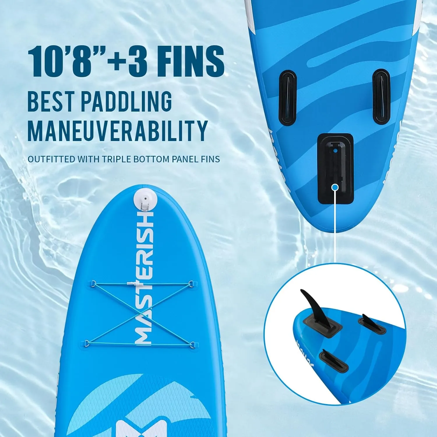Inflatable Stand Up Paddle Boards with Premium SUP Paddle Board Accessories，10'8'' Paddle Boards Water Ripple Design,Wide Stable Non-Slip Comfort Deck for Adult & Youth