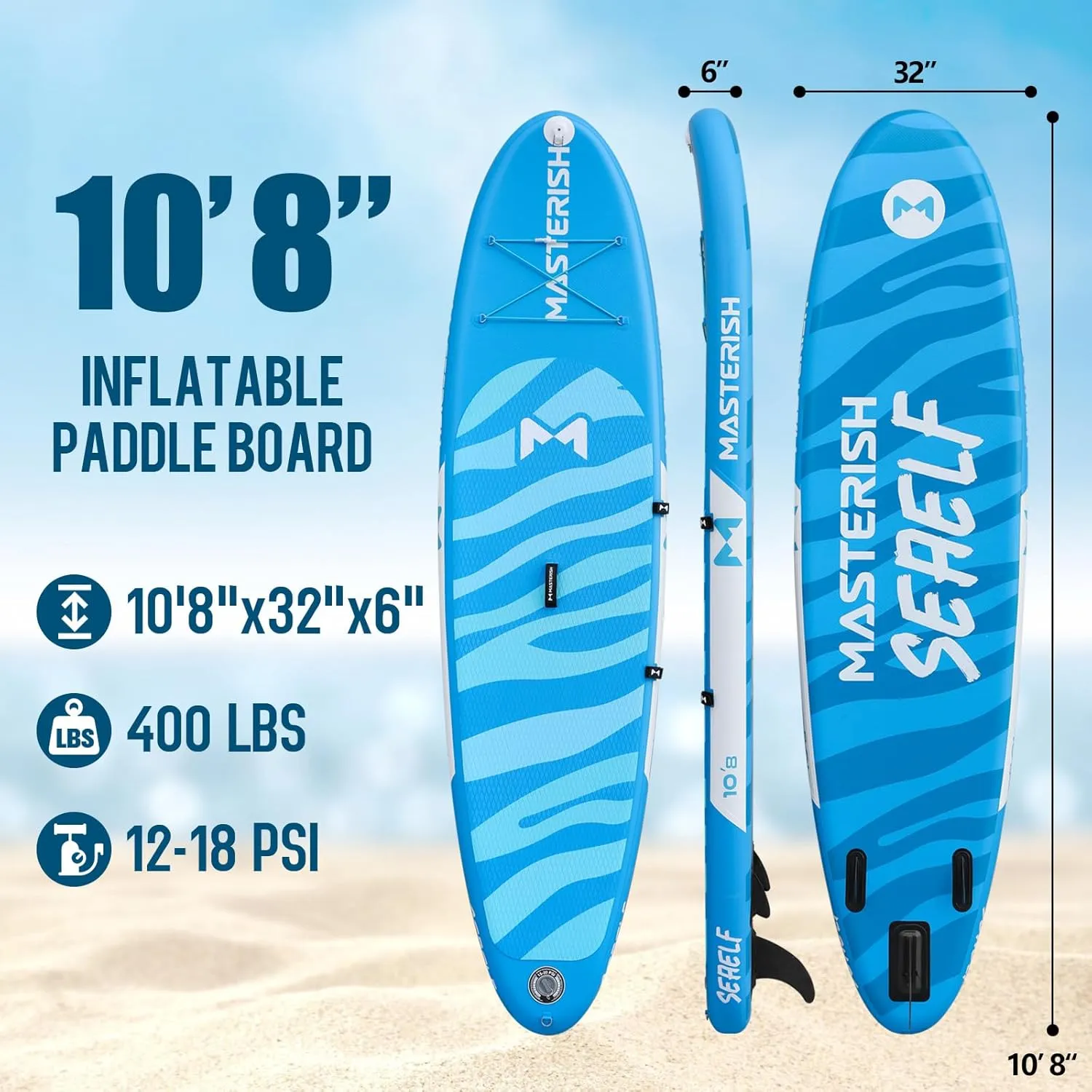Inflatable Stand Up Paddle Boards with Premium SUP Paddle Board Accessories，10'8'' Paddle Boards Water Ripple Design,Wide Stable Non-Slip Comfort Deck for Adult & Youth