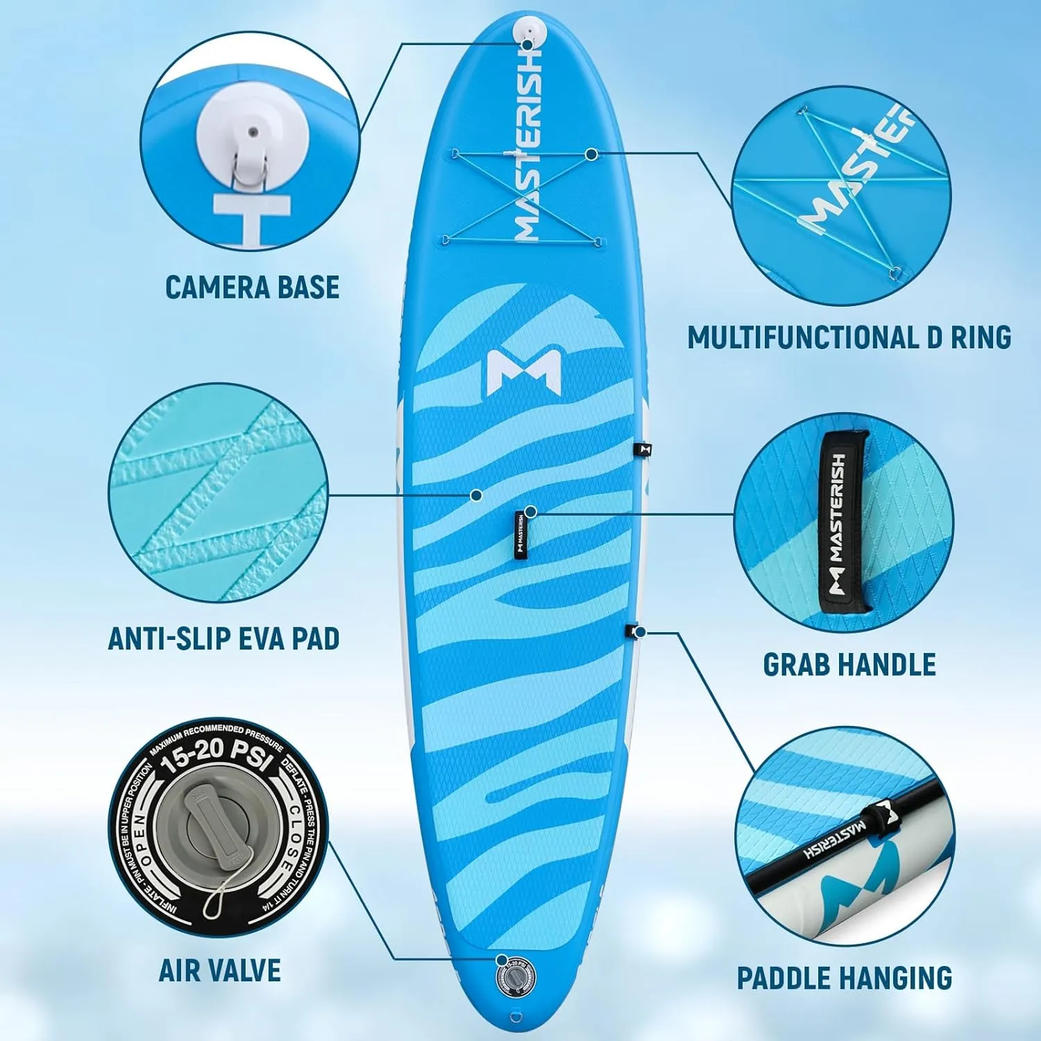 Inflatable Stand Up Paddle Boards with Premium SUP Paddle Board Accessories，10'8'' Paddle Boards Water Ripple Design,Wide Stable Non-Slip Comfort Deck for Adult & Youth