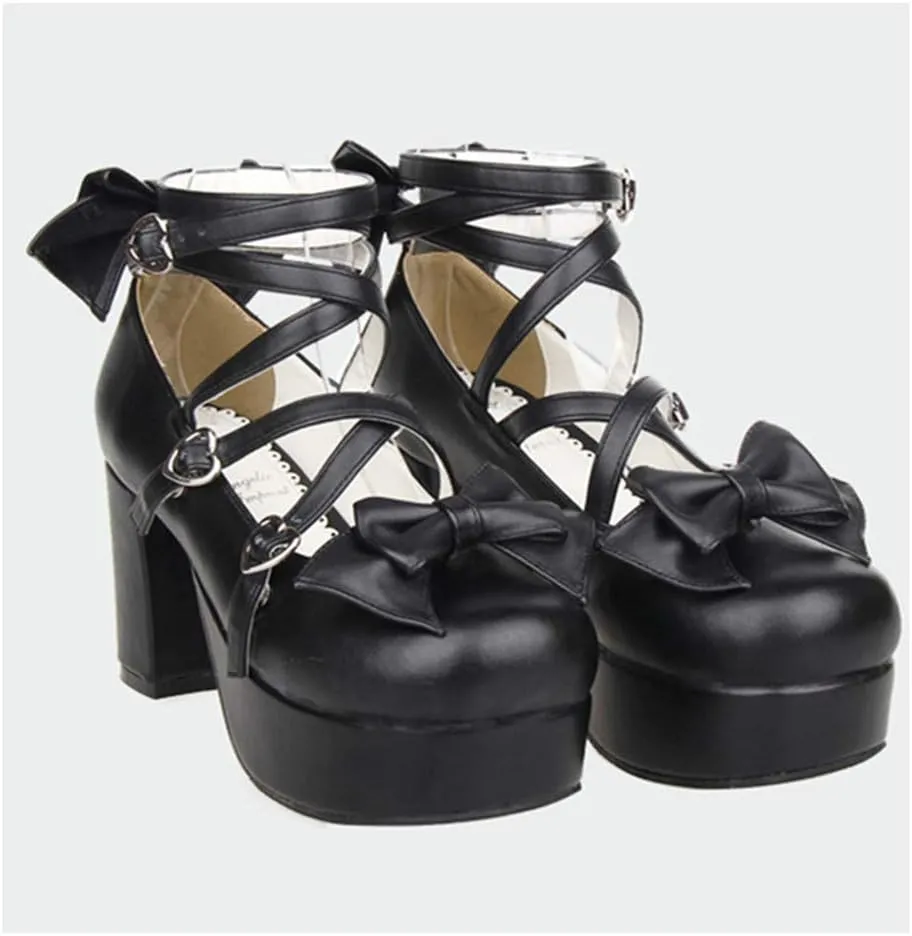 Japanese Lolita Party Shoes Criss Cross High Heels Ankle Strap Dress Pumps