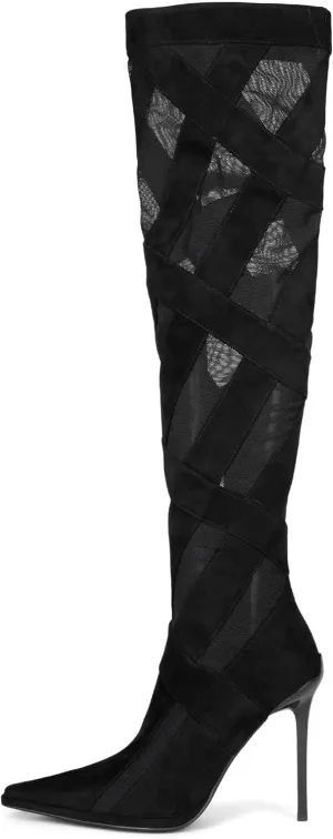 Jeffrey Campbell Womens Tall Pull On Over-The-Knee Boots Black 6 Medium (B,M)