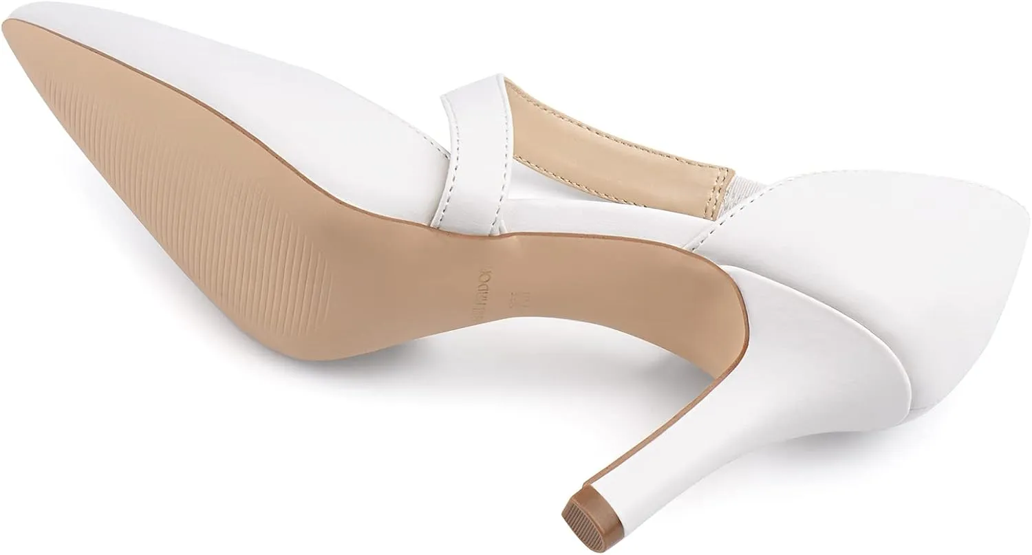 JENN ARDOR Women's Closed Toe Heels for Women 3 inch Stilettos Professional D'Orsay Pumps Sexy Ankle Strap Pointed Wedding Bride Evening Party Office Ladies Dress Shoes High Heels