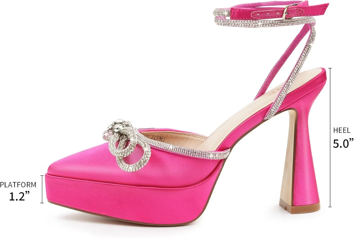 JENN ARDOR Women's Platform Heels Ankle Strap Pumps High Heeled Pointed Toe Stiletto High Heel Sandals Rhinestones Bow Knot Party Prom Dress Pumps Shoes for Women