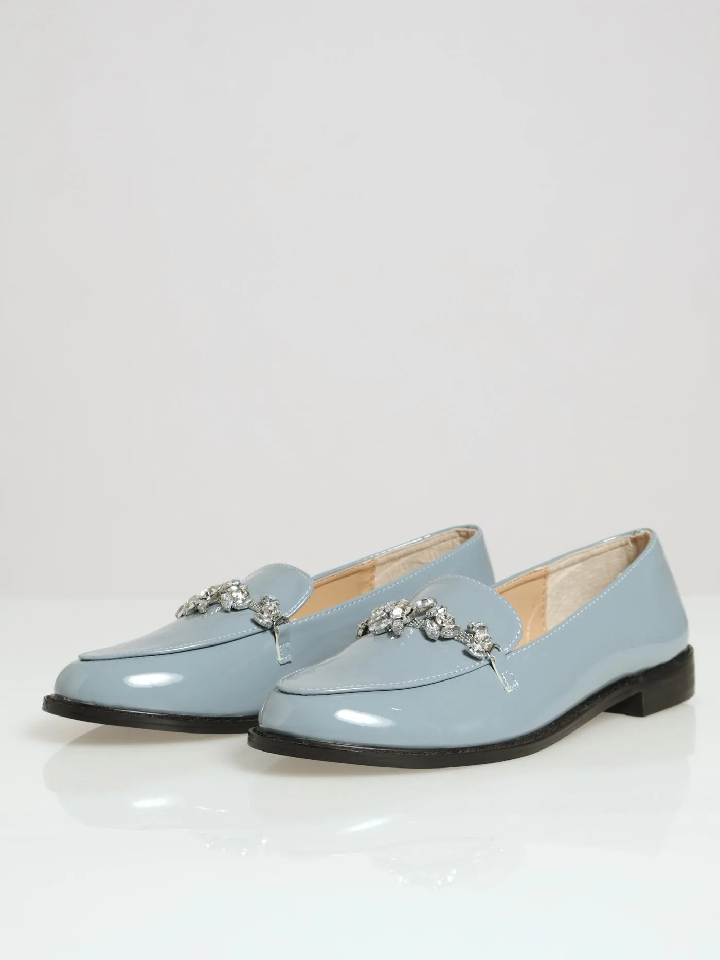Jeweled Patent Loafer - Blue