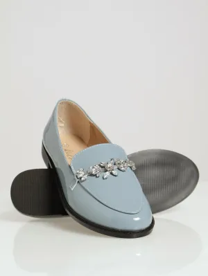 Jeweled Patent Loafer - Blue