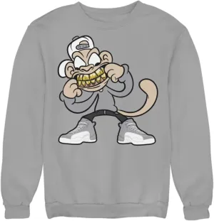 Jordan 12 Stealth Monkey Man Grill Sweatshirt To Match Men's Sneakers, Crewneck Pullover Fleece Top To Match Jordans