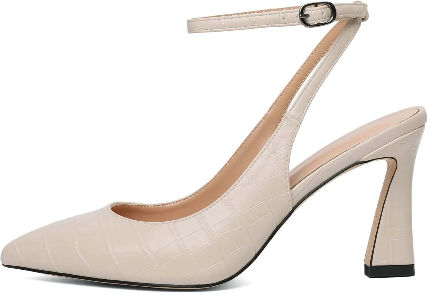 Joseywade Women Slingback Heels Stiletto High Heel Pumps Heeled Sandals Closed Pointed Toe Adjustable Ankle Strap Dress Shoes