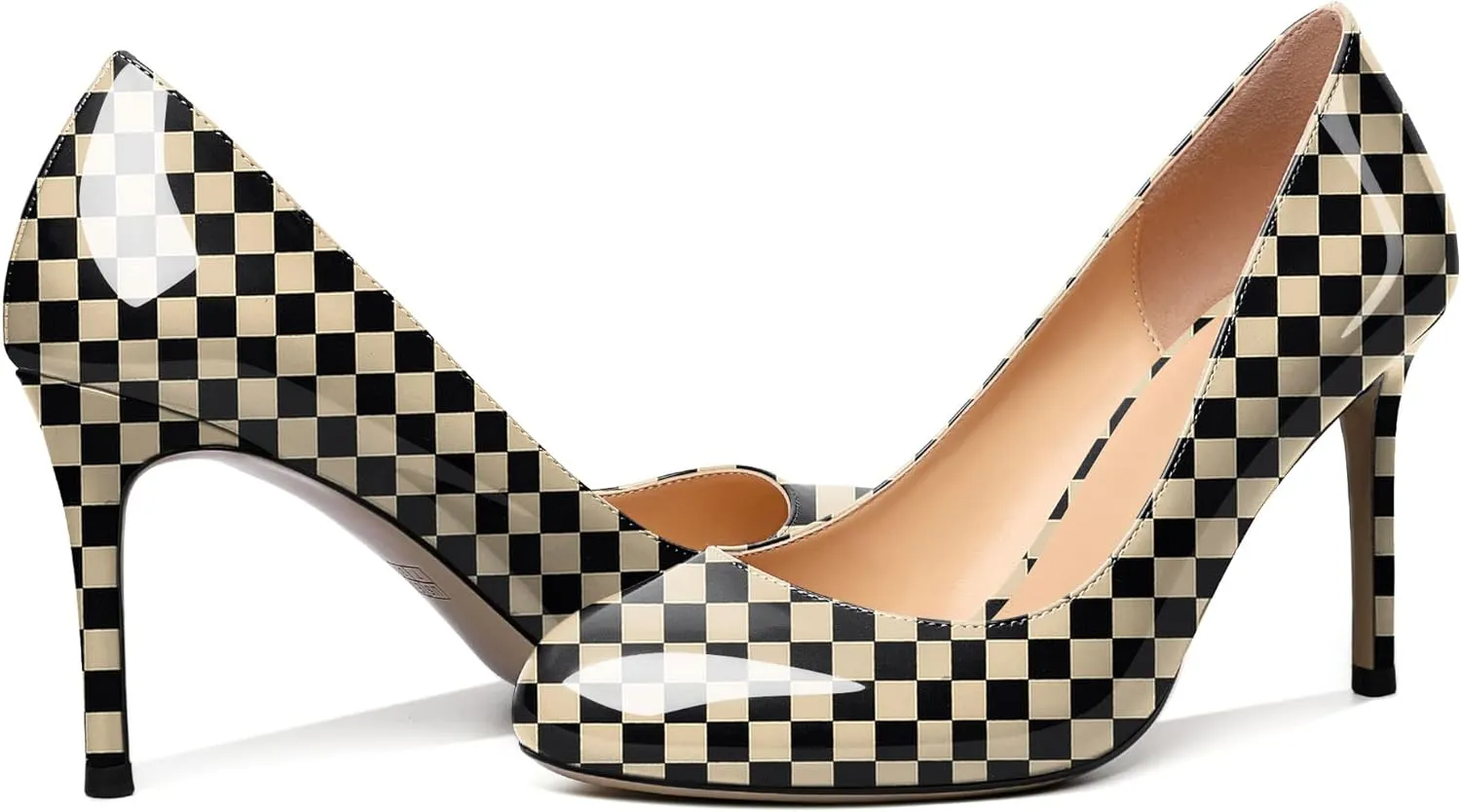 Joseywade Womens High Stilettos Heels Round Toe Pumps Slip-on Closed Toe 3.5 Inch Dress Shoes