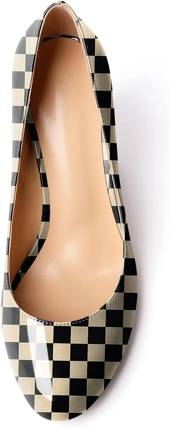 Joseywade Womens High Stilettos Heels Round Toe Pumps Slip-on Closed Toe 3.5 Inch Dress Shoes