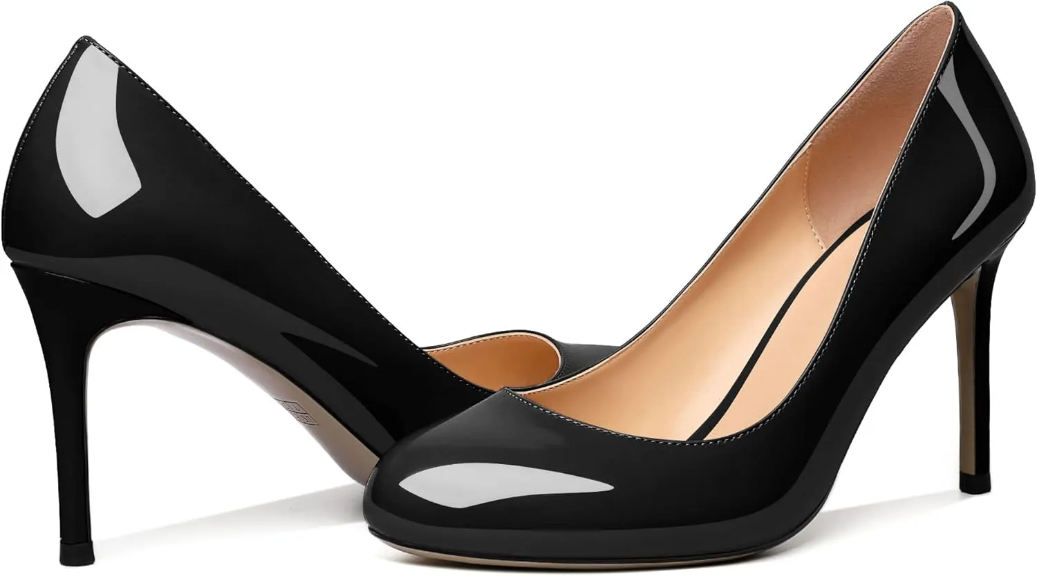 Joseywade Womens High Stilettos Heels Round Toe Pumps Slip-on Closed Toe 3.5 Inch Dress Shoes