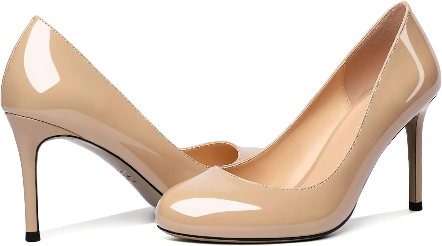 Joseywade Womens High Stilettos Heels Round Toe Pumps Slip-on Closed Toe 3.5 Inch Dress Shoes
