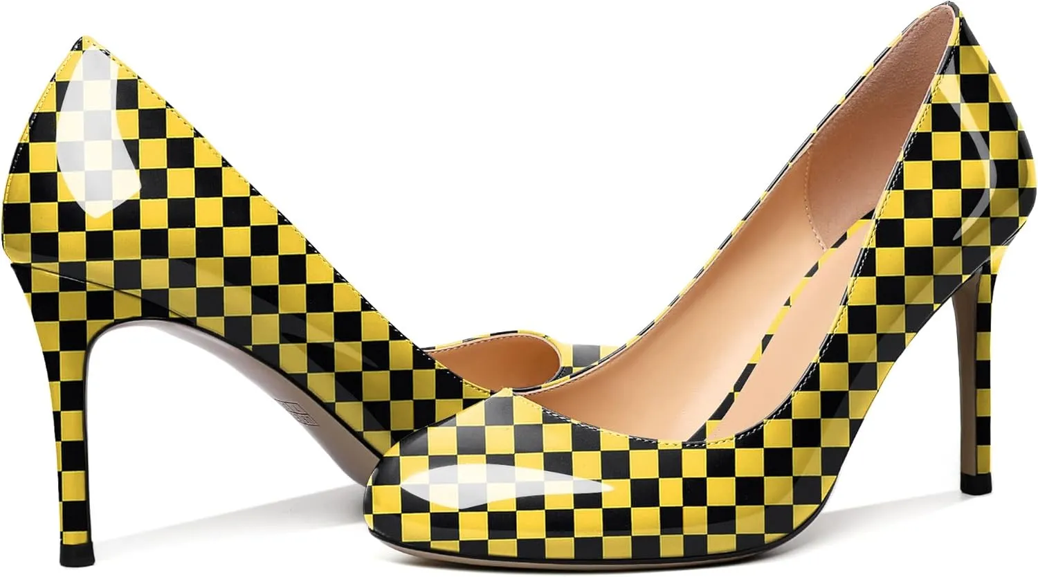 Joseywade Womens High Stilettos Heels Round Toe Pumps Slip-on Closed Toe 3.5 Inch Dress Shoes