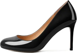 Joseywade Womens High Stilettos Heels Round Toe Pumps Slip-on Closed Toe 3.5 Inch Dress Shoes