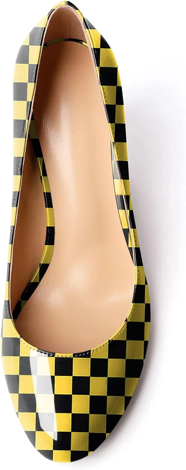 Joseywade Womens High Stilettos Heels Round Toe Pumps Slip-on Closed Toe 3.5 Inch Dress Shoes