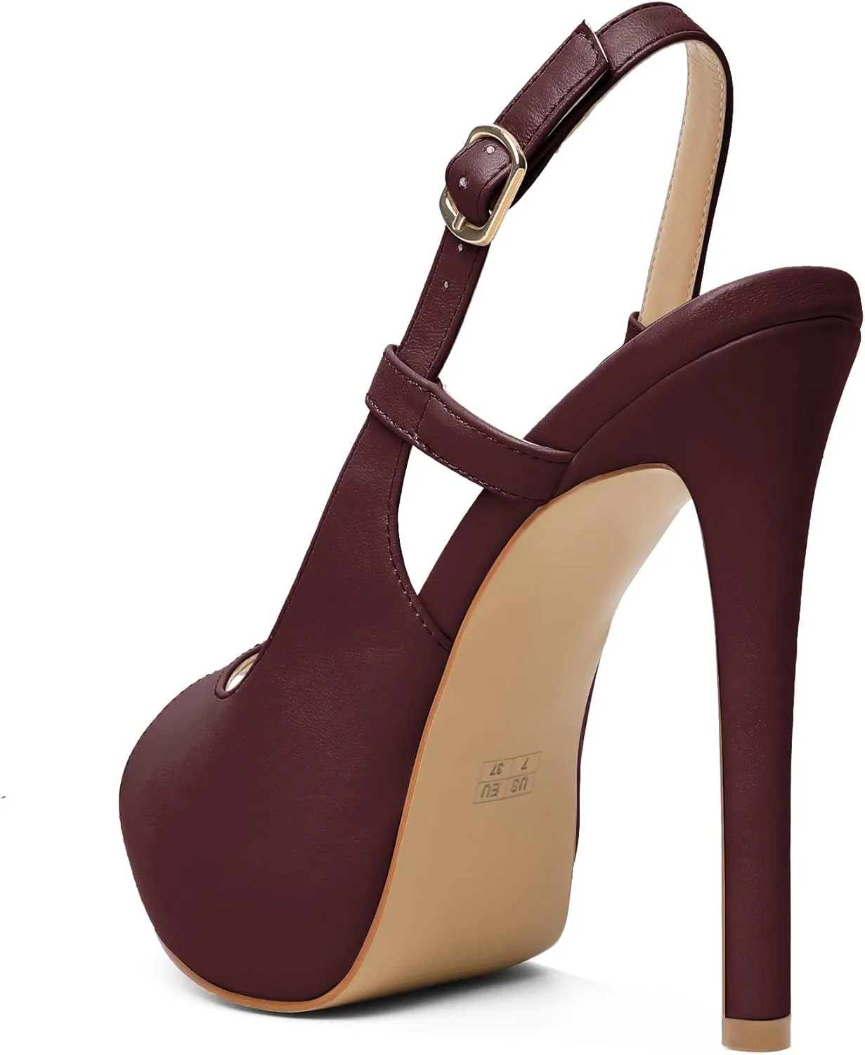 Joseywade Women's Peep Toe High Heel Slingback Pumps Platform Stiletto Heel 5 Inches Party Wedding Dress Shoes