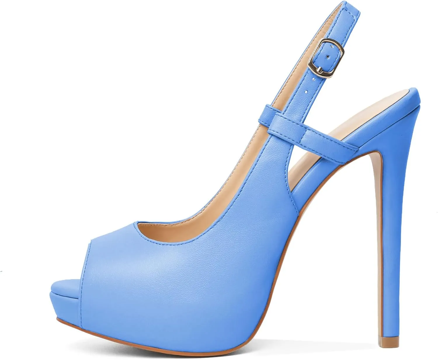 Joseywade Women's Peep Toe High Heel Slingback Pumps Platform Stiletto Heel 5 Inches Party Wedding Dress Shoes
