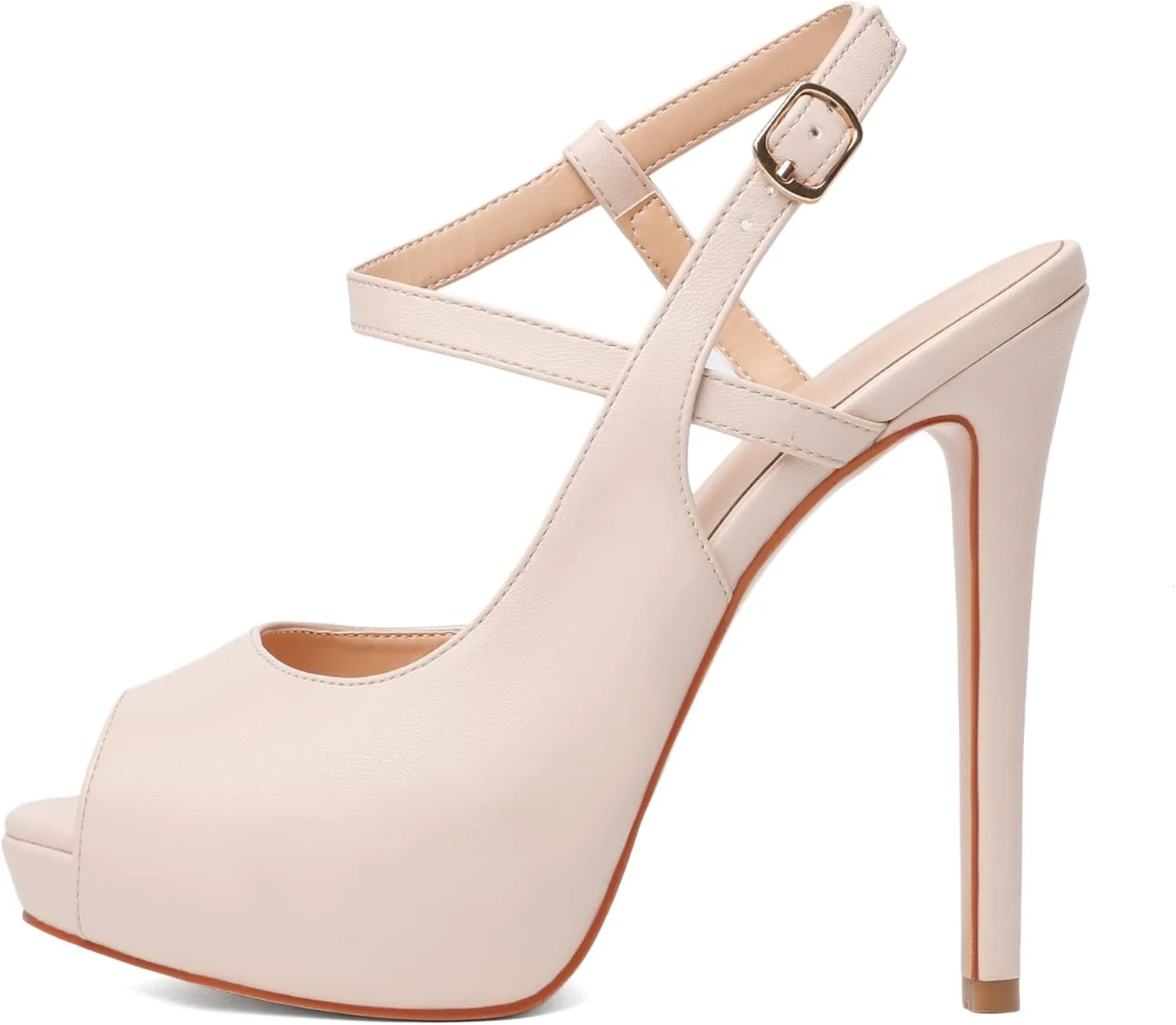 Joseywade Women's Platform Heel Pumps Slingback Peep Toe High Heel Sandals 5 Inch Stiletto Heel Party Dress Shoes