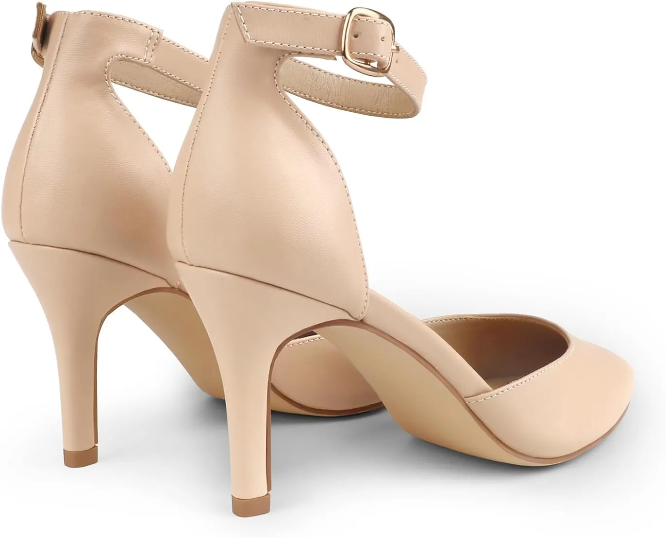 JOY IN LOVE Closed Toe Heels Pumps for Women 3IN Stiletto Pointed Toe Ankle Strap Heels