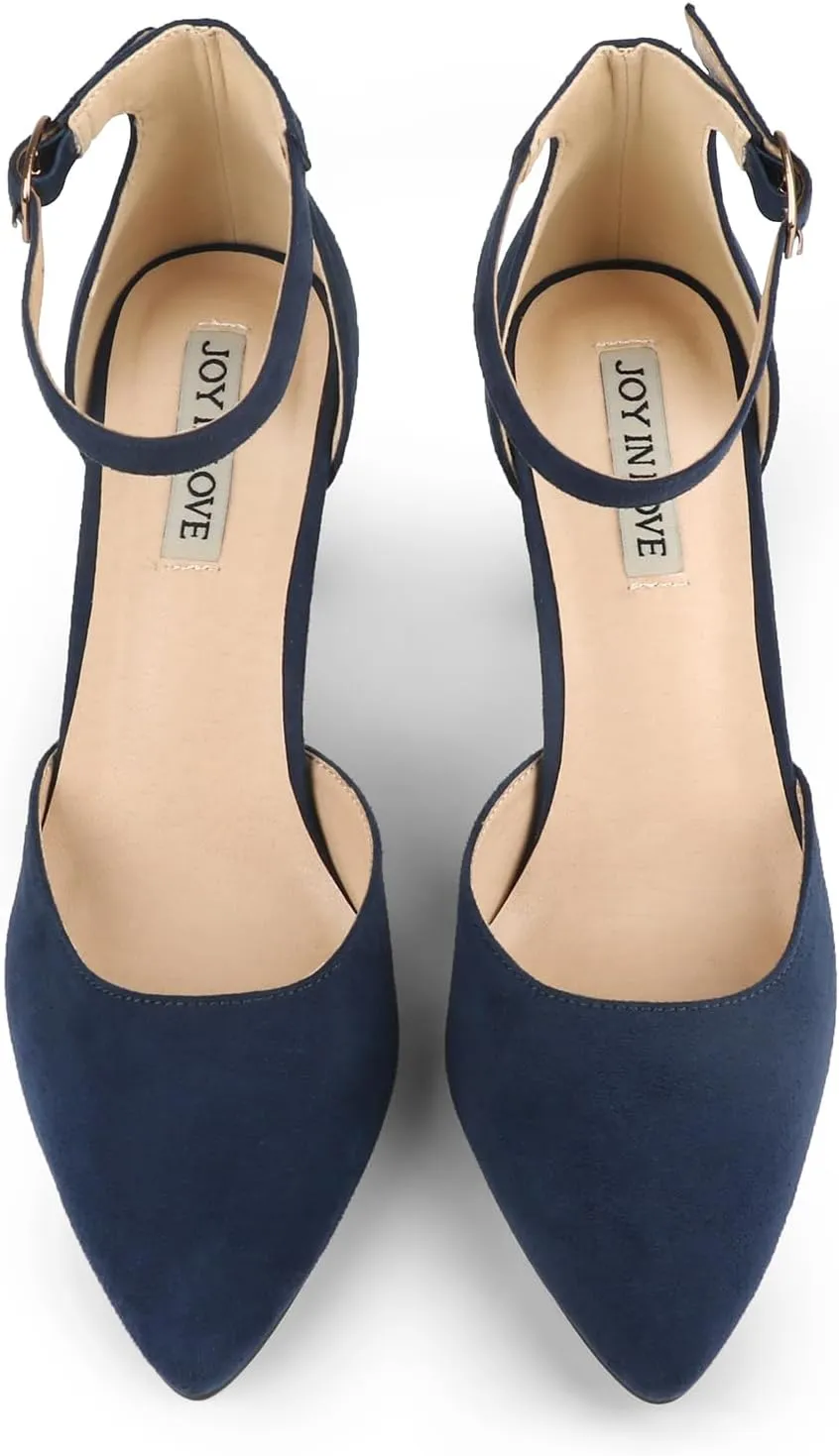 JOY IN LOVE Closed Toe Heels Pumps for Women 3IN Stiletto Pointed Toe Ankle Strap Heels
