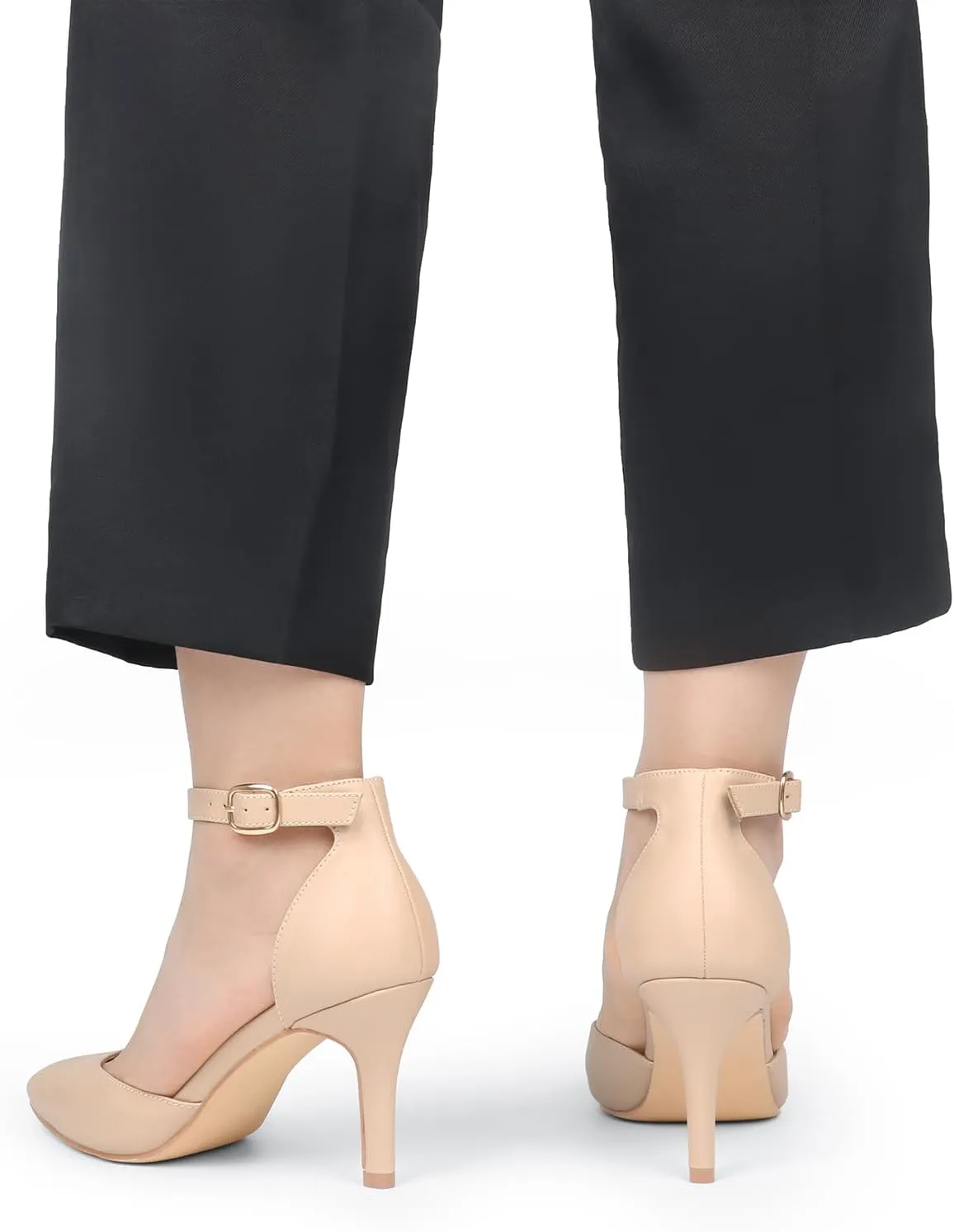 JOY IN LOVE Closed Toe Heels Pumps for Women 3IN Stiletto Pointed Toe Ankle Strap Heels